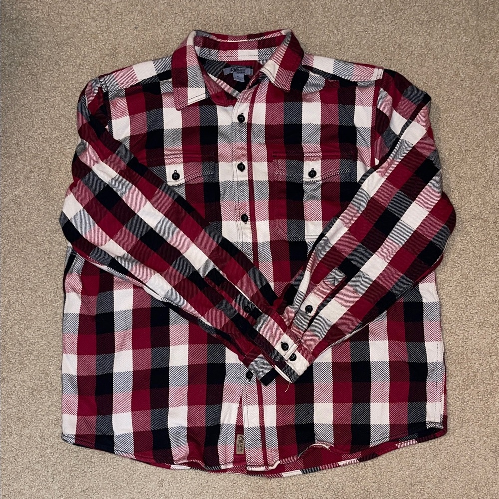 Men's Red and Black Plaid Shirt